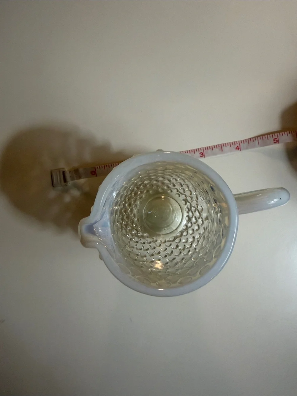 Hobnail Glass Creamer and Sugar Set - Opalescent White